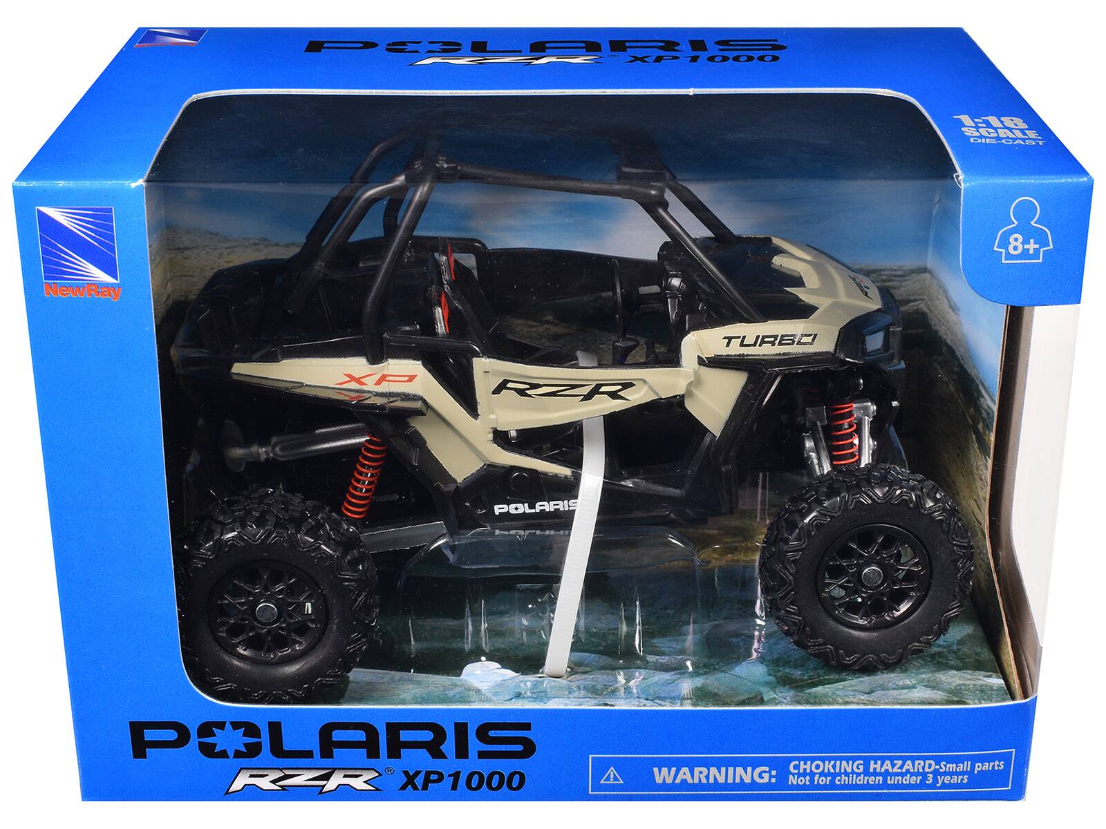 POLARIS RZR XP1000  
1:18 SCALE DIE-CAST  
8+  
NewRay  
TURBO XP  
RZR  
POLARIS  
CHOKING HAZARD-Small parts  
WARNING: Not for children under 3 years