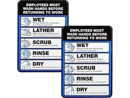 Excello Global Products - Employees Must Wash Hands Indoor Wall Sign, 5" x 7", 2/Pack - Multicolor