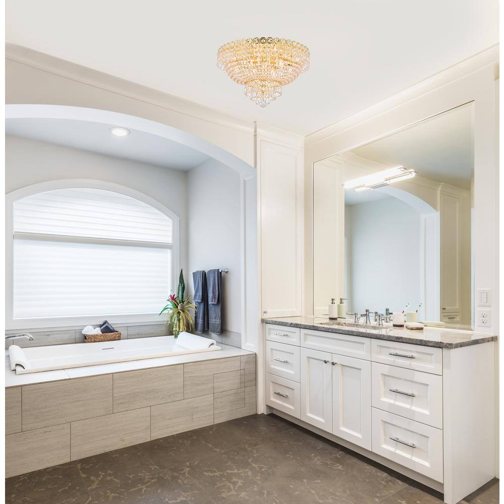 Angle. Elegant Lighting - Century 9 light Gold Flush Mount Clear Royal Cut Crystal - Gold.