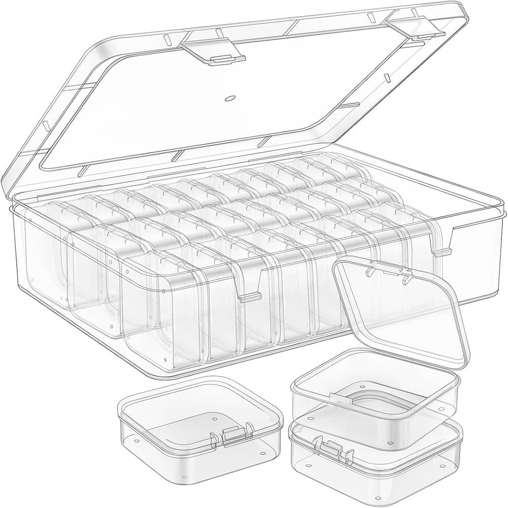 RTMB - 31 Pieces of Tiny Bead Organizers and Storage Plastic Cases Mini Clear