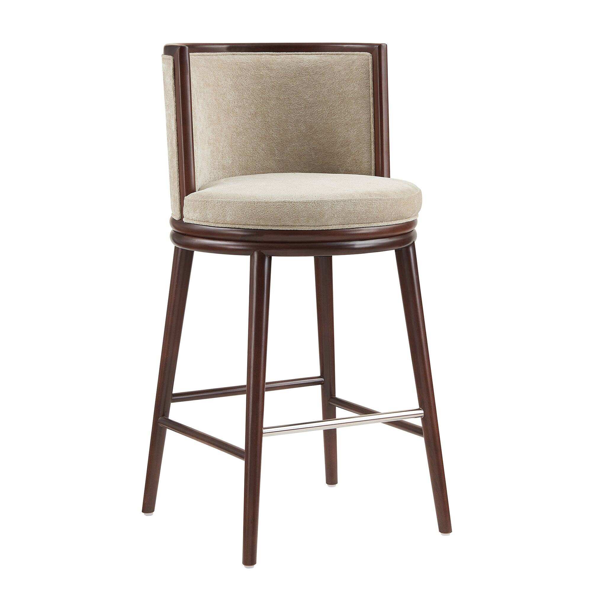 Alt View 2. Manhattan Comfort - Evalyn Modern Wood Upholstered Barstool - Set of 3 - Natural.
