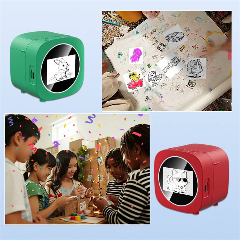 Back. SKRAN - AI Voice Thermal Printer - Mini Pocket Printer, One-Tap AI Generation, Wireless Bluetooth, Portable Sticker Maker - Red.