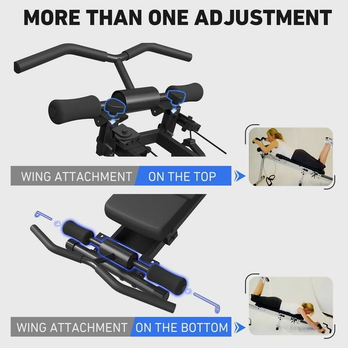 MORE THAN ONE ADJUSTMENT
WING ATTACHMENT ON THE TOP
WING ATTACHMENT ON THE BOTTOM