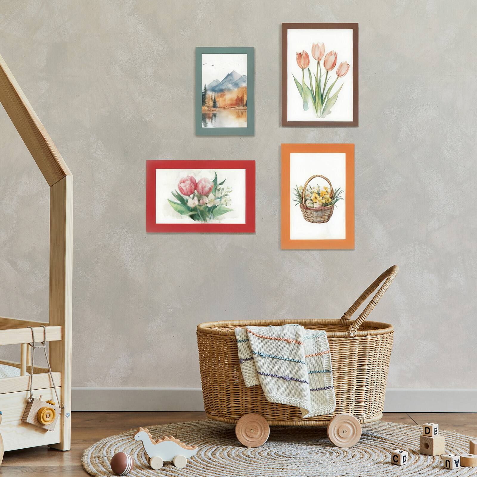 Alt View 6. Unique Bargains - 3pcs Cardboard Picture Frame, 9.8x11.8 Inch Photo Wall Display Paper Frame with Clear Film for Artwork - Orange.