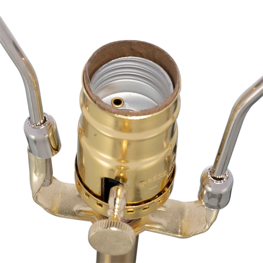 Alt View 1. Luckbyte - 14x26.3 Inch White Gold Three Tiered Round Table Lamp With Drum Shade Assembly Required.