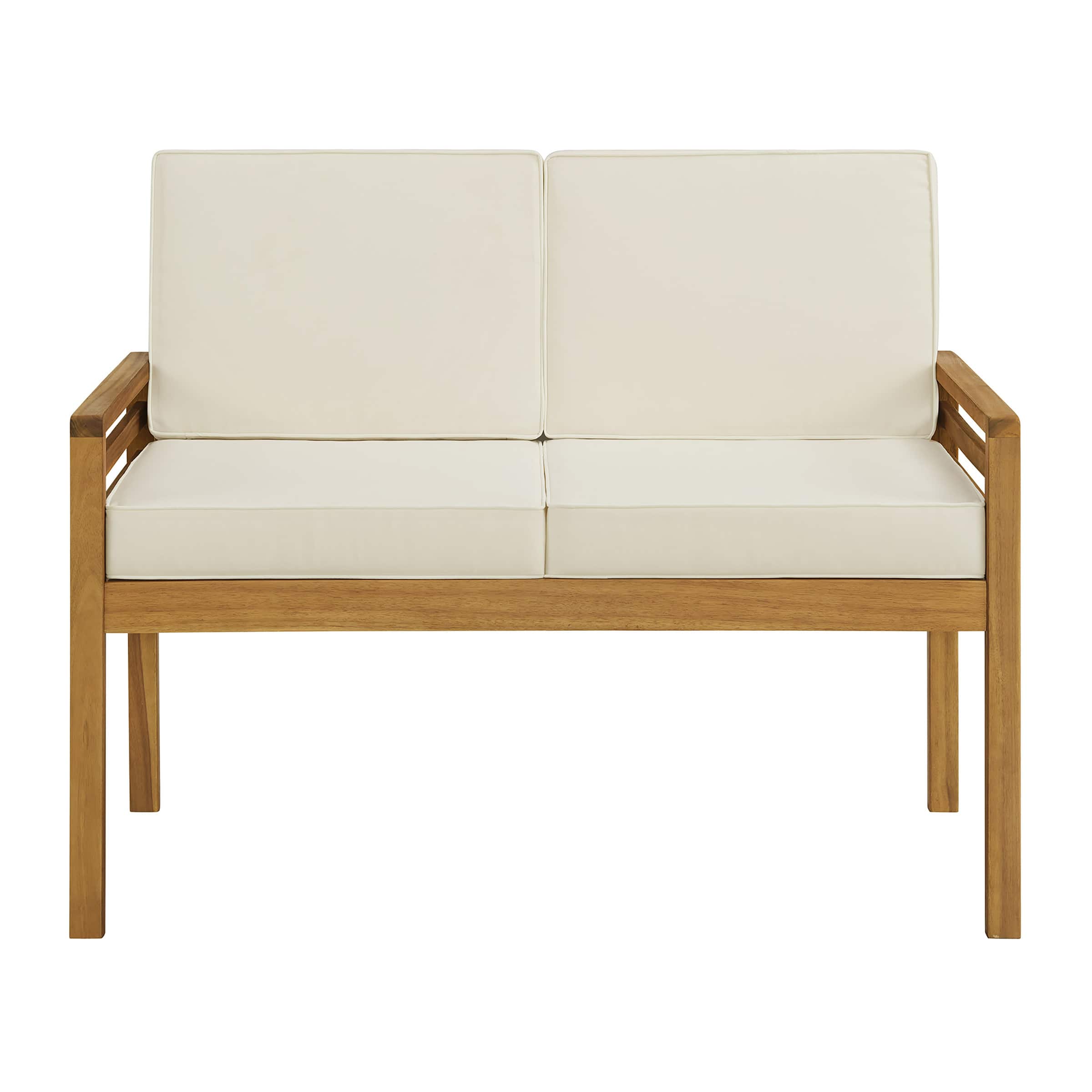 Alaterre Furniture - Okemo Acacia Wood Outdoor Couch - Wood with Cream