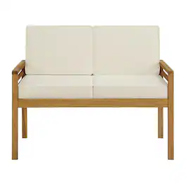 Alaterre Furniture - Okemo Acacia Wood Outdoor Couch - Wood with Cream