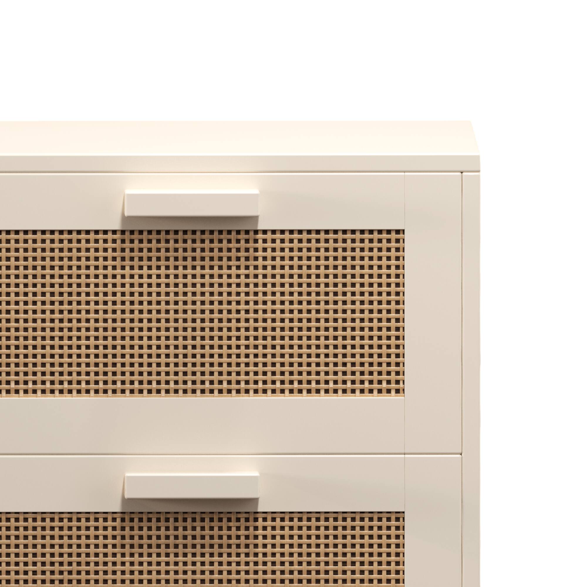 Alt View 7. PAIHOME - Rattan Nightstand, Side Table with 2 Drawers, Bedside Table Wood Accent Table with Storage for Living Room, Bedroom - cream-coloured.