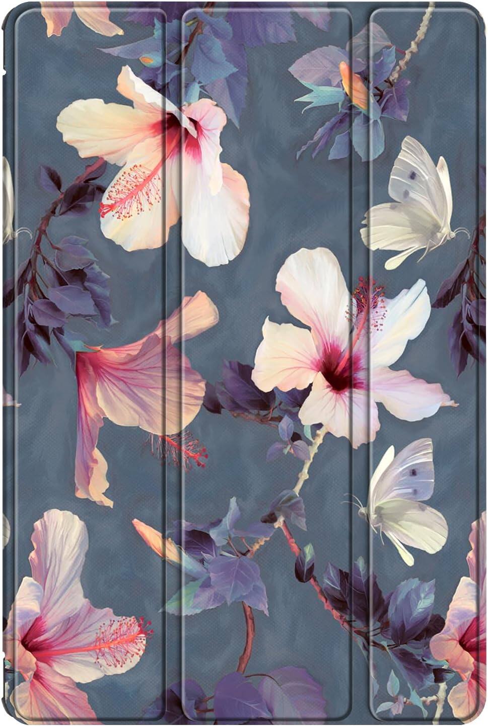 Alt View 5. Fintie - Slim Case for Samsung Galaxy Tab A11+ / Tab A9+ 11 Inch, Ultra Thin Hard Back Cover, Tri-Fold Viewing Stand Cover - Blooming Hibiscus.