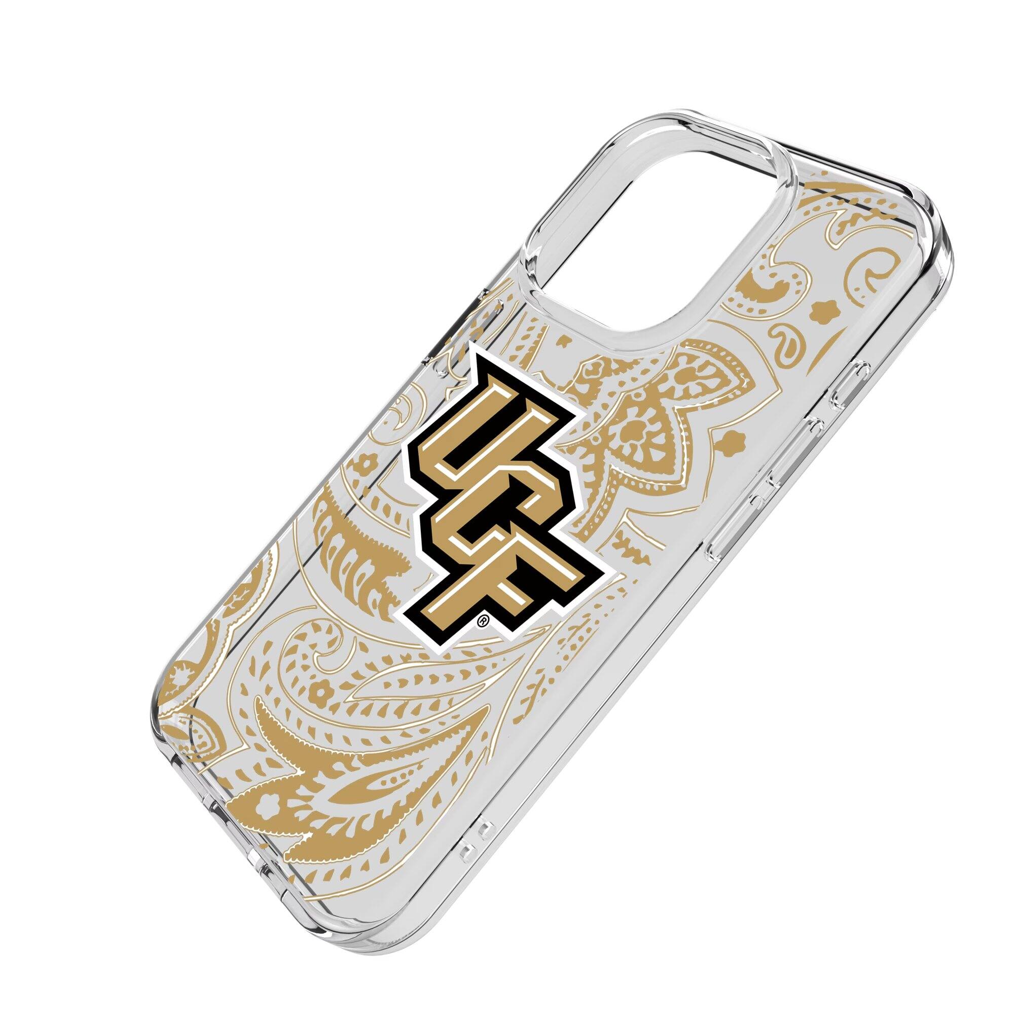 Alt View 1. Keyscaper - UCF Knights iPhone Paisley Design Clear Case - 15 - Multicolor.