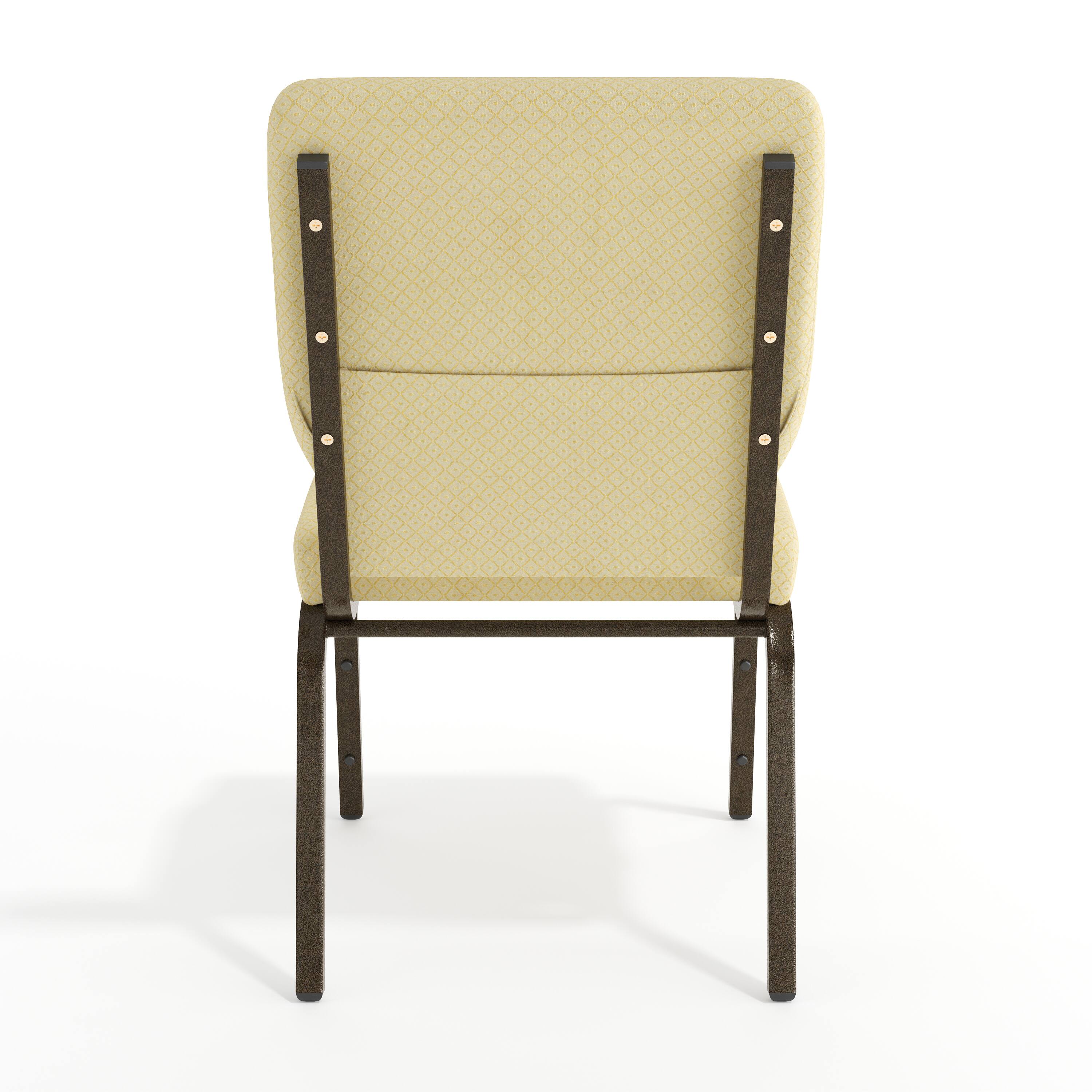 Alt View 7. Emma + Oliver - 18.5"W Stacking Church/Reception Guest Chair - Beige Patterned Fabric/Gold Vein Frame.