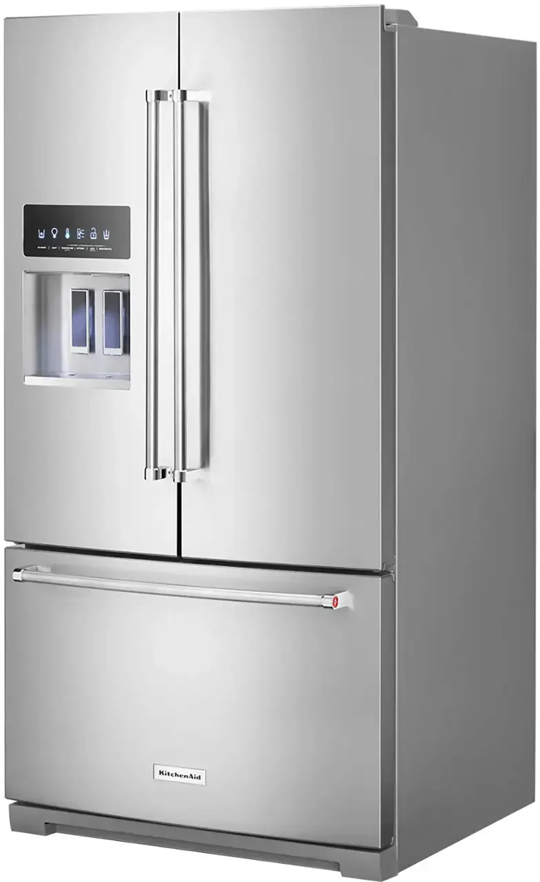 Alt View 4. KitchenAid - 27 Cu. Ft. French Door Refrigerator with External Water and Ice Dispenser - Stainless Steel with PrintShield Finish.