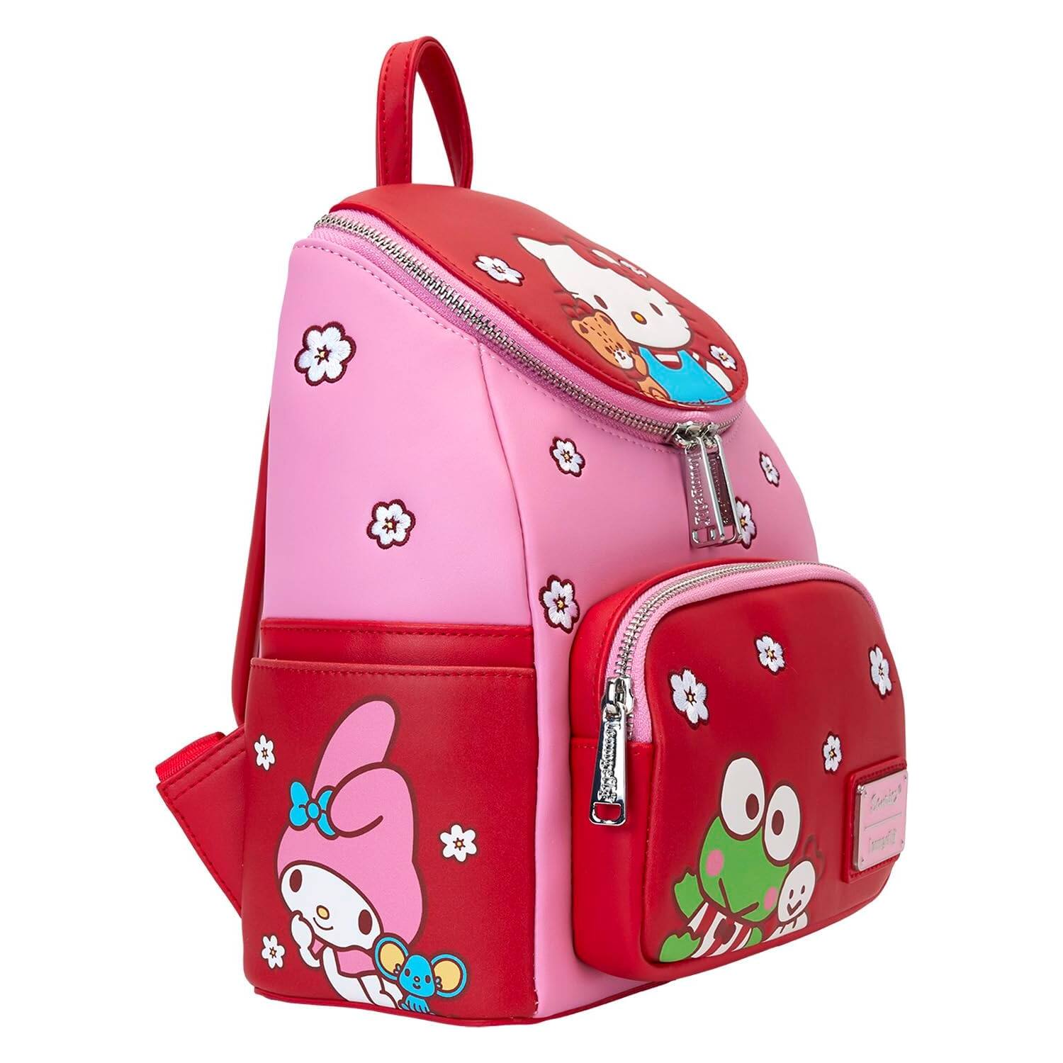 Alt View 3. LoungeFly - Loungefly Sanrio Hello Kitty & Friends Pink Mini Faux Leather Shell Backpack - Multicolored.