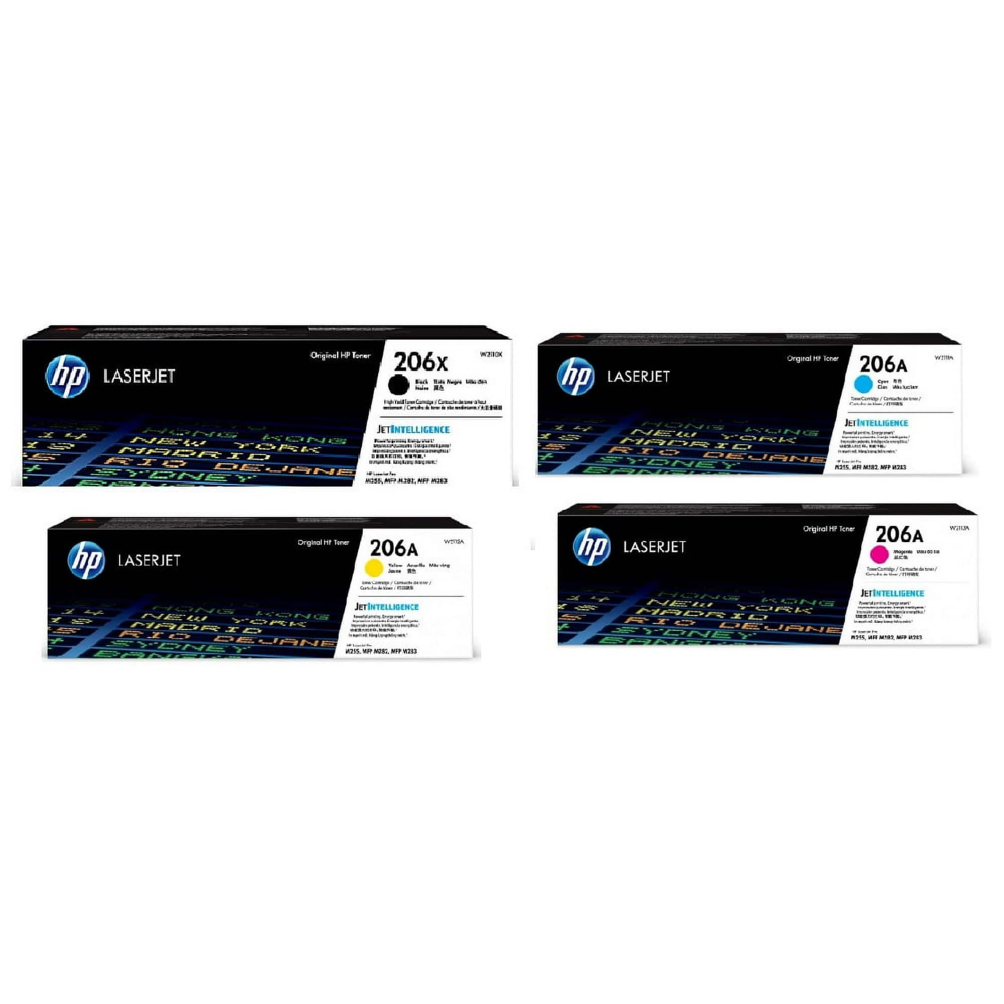 HP - Genuine 4-Color Set 206X High-Yield Black With 206A Colors (CMY)
