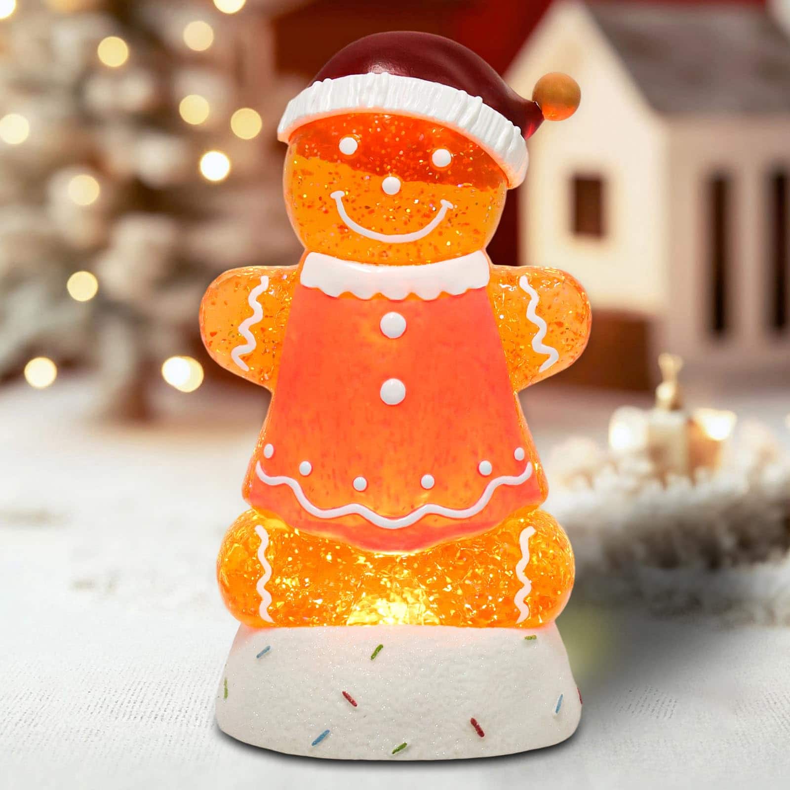 Refined Abode Design - Christmas Snow Globe Lantern Snowmen usic Songs Timer Water Usb Operated Festival Decorations Gifts two - Pink