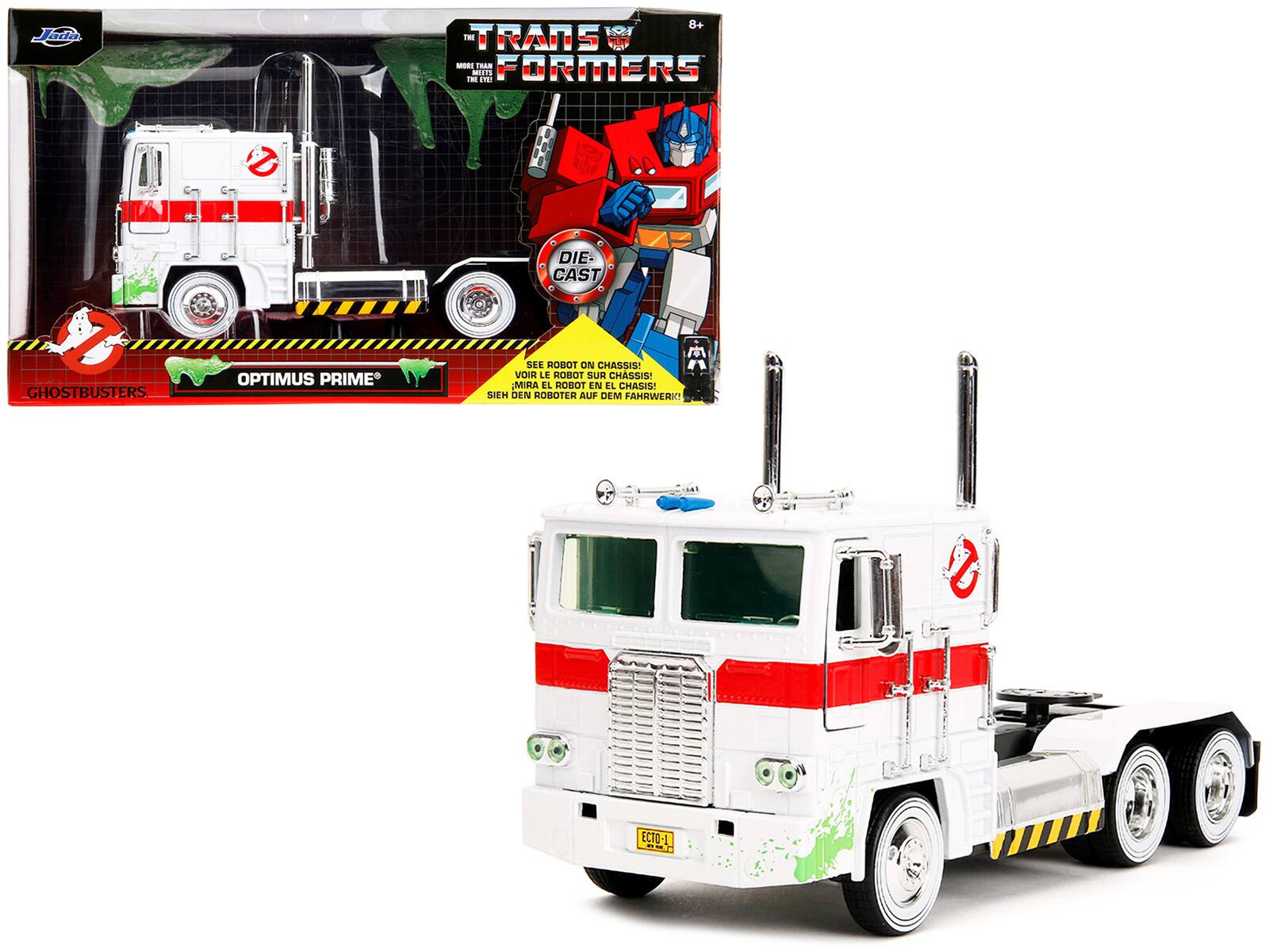 Jada - G1 Autobot Optimus Prime Truck White with Robot Chassis Transformers TV Series Ghostbusters 1984 Movie 1/24 Rides - White 