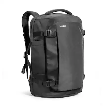 Front. tomtoc - Navigator-T66 Laptop Travel Backpack, TSA Friendly Flight Approved Carry-on Luggage Weekender Backpack, Fit 17.3" Laptop - Black.