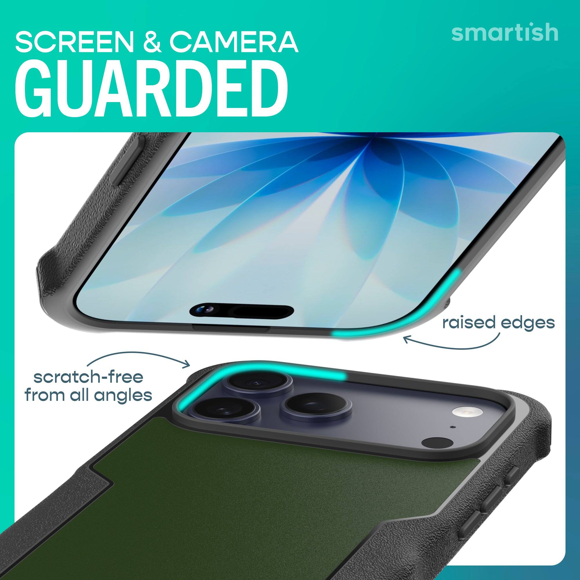 SCREEN & CAMERA GUARDED

smartish

raised edges

scratch-free from all angles