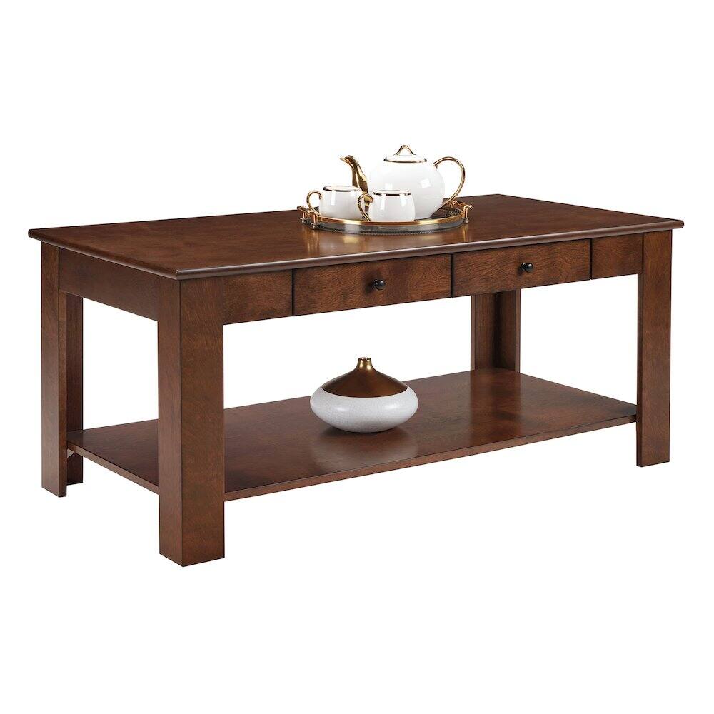 Angle. Coaster Co. of America - Designs2Go 2 Drawer Baja Coffee Table with Shelf - Espresso.