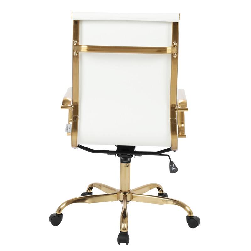 Alt View 5. LeisureMod - Harris Ergonomic High-Back Office Chair Leather Upholstery, Adjustable Swivel, Tilt, and Gold Stainless Steel Frame - White.