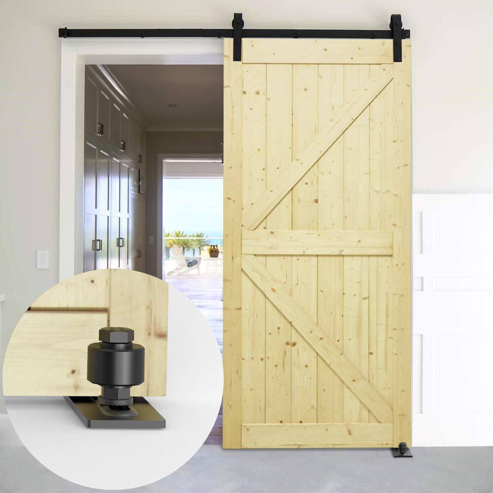 Alt View 6. Boyel Living - 3.66 in. Black Steel Adjustable Heavy-Duty Sliding Barn Door Floor Guide Hardware - Black.