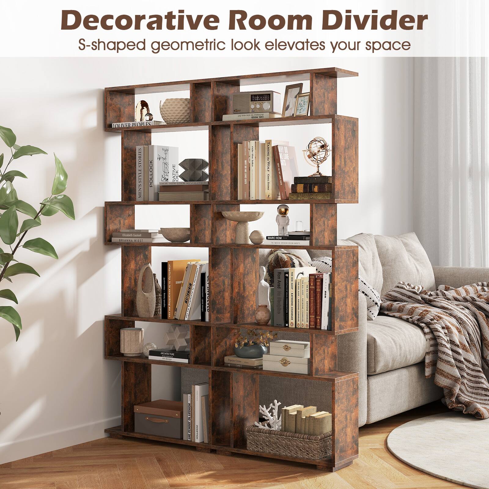 Decorative Room Divider S-shaped geometric look elevates your space.