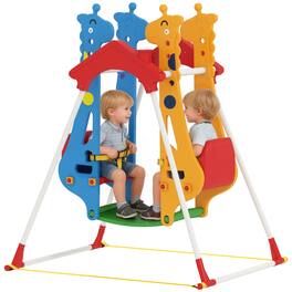 Qaba - Kids Indoor Swing with Double Seats, Toddler Swing Set with Safety Belts for Aged 3-5, Play Room - Mixed-color