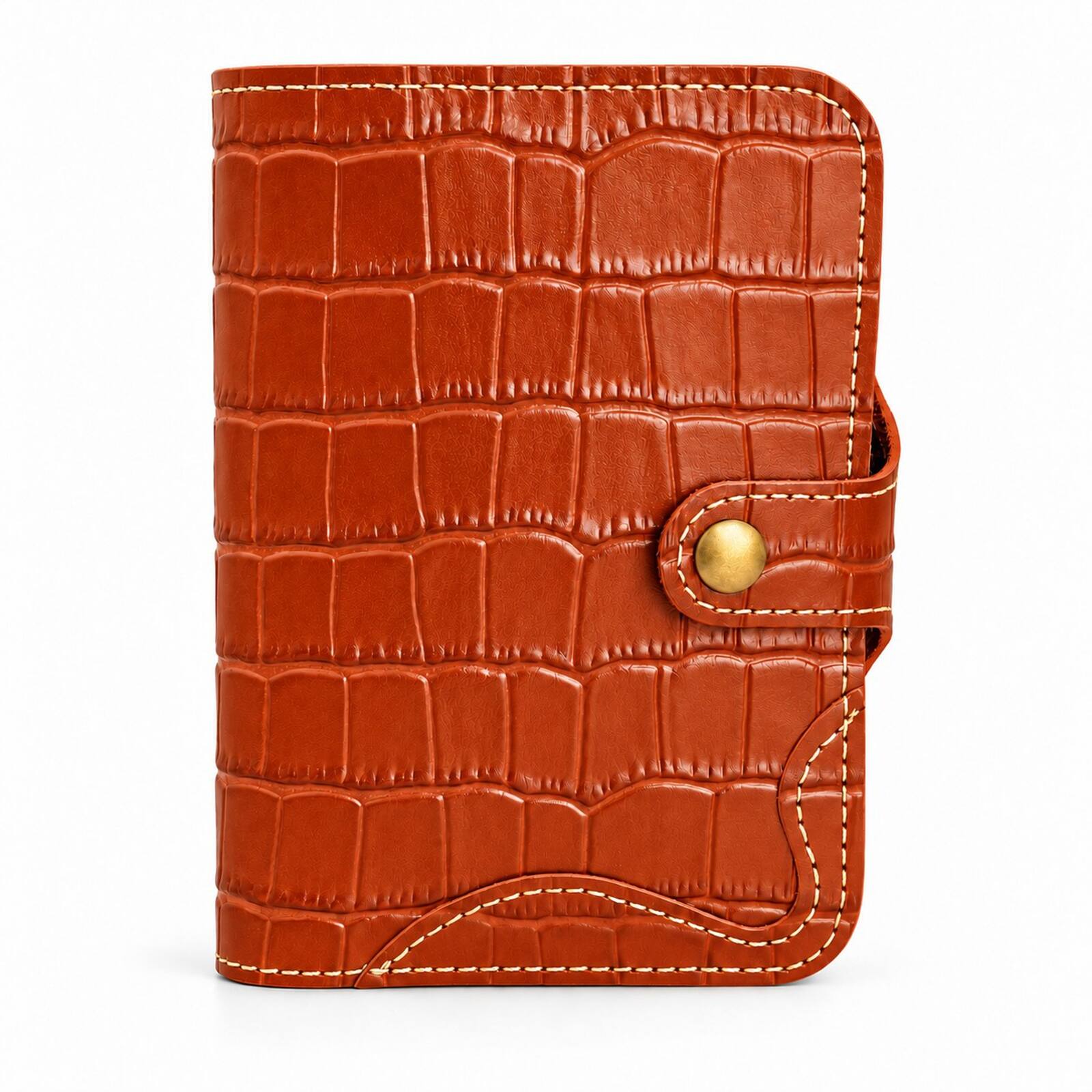 Alt View 4. Dteck - Luxury Crocodile Pattern Leather Wallet Case for Apple iPhone Duo, Shockproof Folio Cover with Card Holder Snap Closure - Brown.