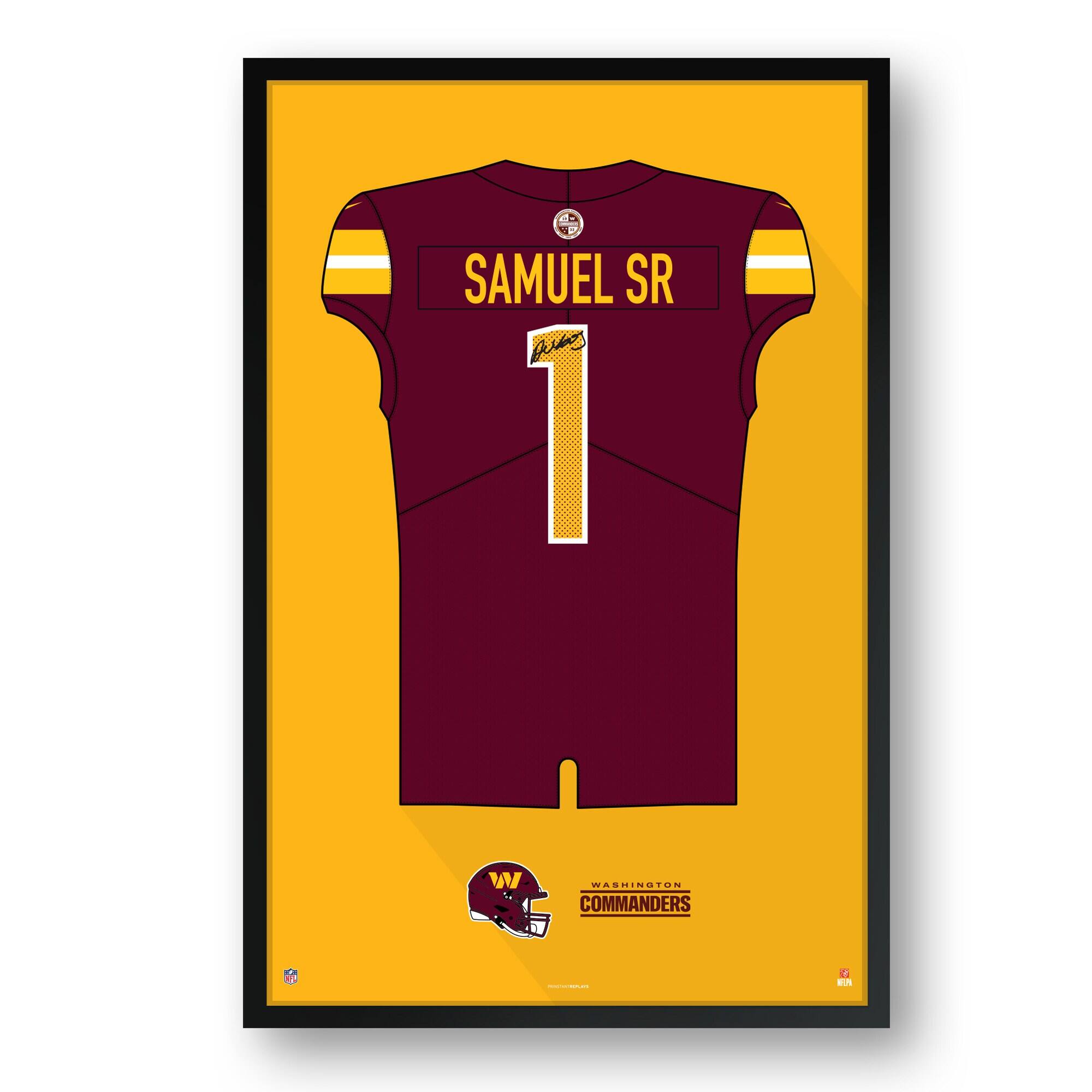 Deebo Samuel Washington Commanders Facsimile Signature Framed Jersey Art Print