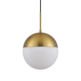 Living District - Eclipse 1 Light Brass plug in pendant With Frosted White Glass - Brass And Frosted White
