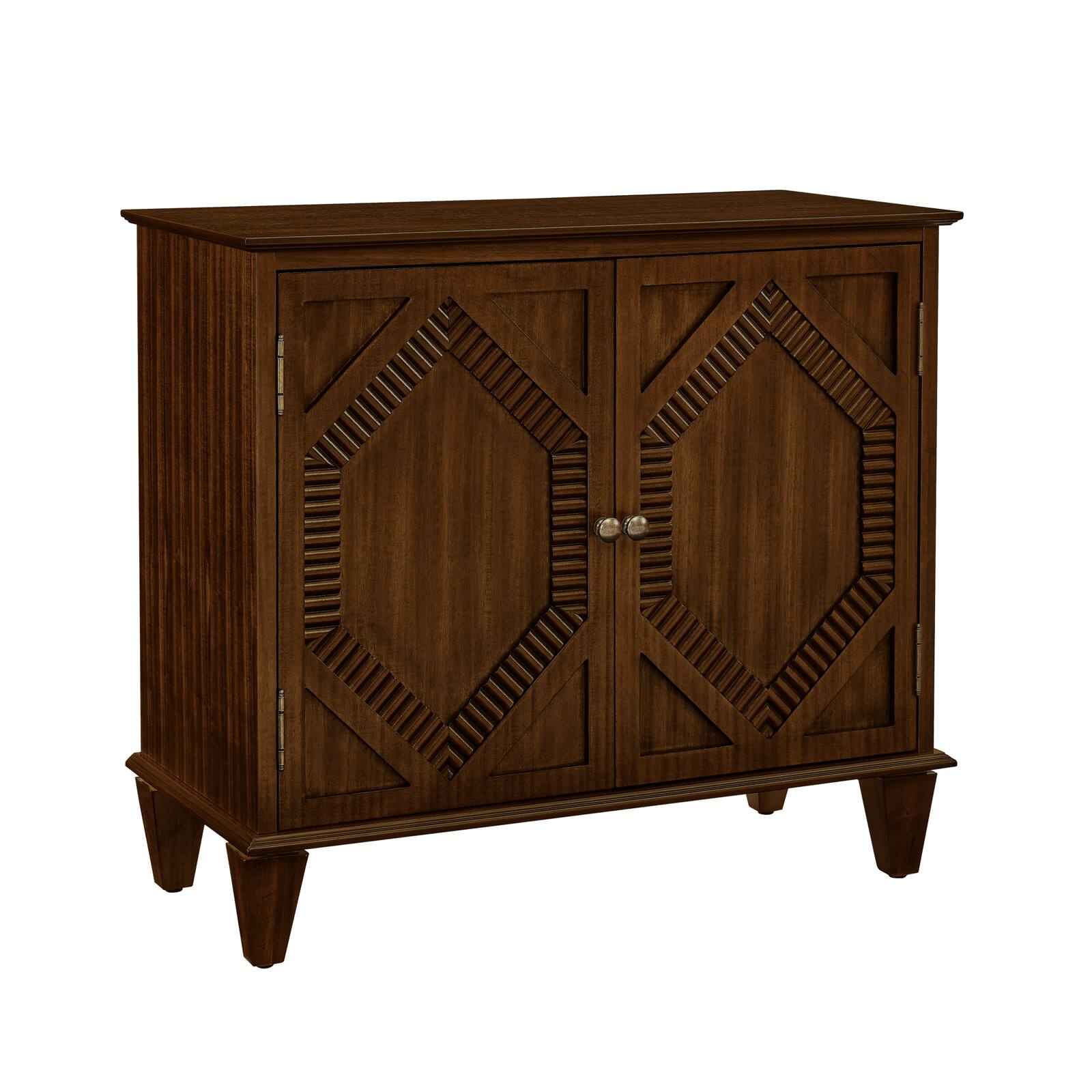 Alt View 2. Lirago - Retro Wooden Sideboard Buffet Cabinet​​ 15.75D x 29.96"H x 33.58"W Brown  Rectangle Decorative Storage Bathroom Cabinet - Walnut.