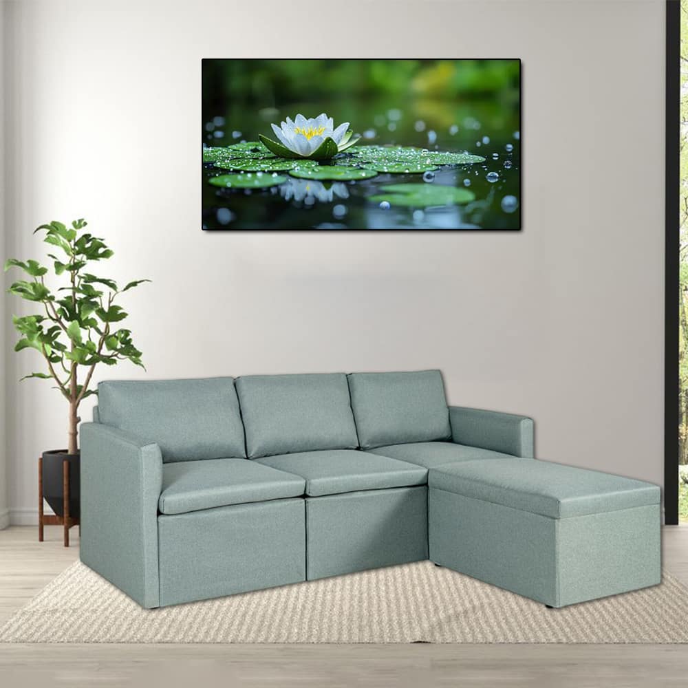 Hivvago - Reversible Chaise L-Shaped Sectional Couch with Convertible Design - Green