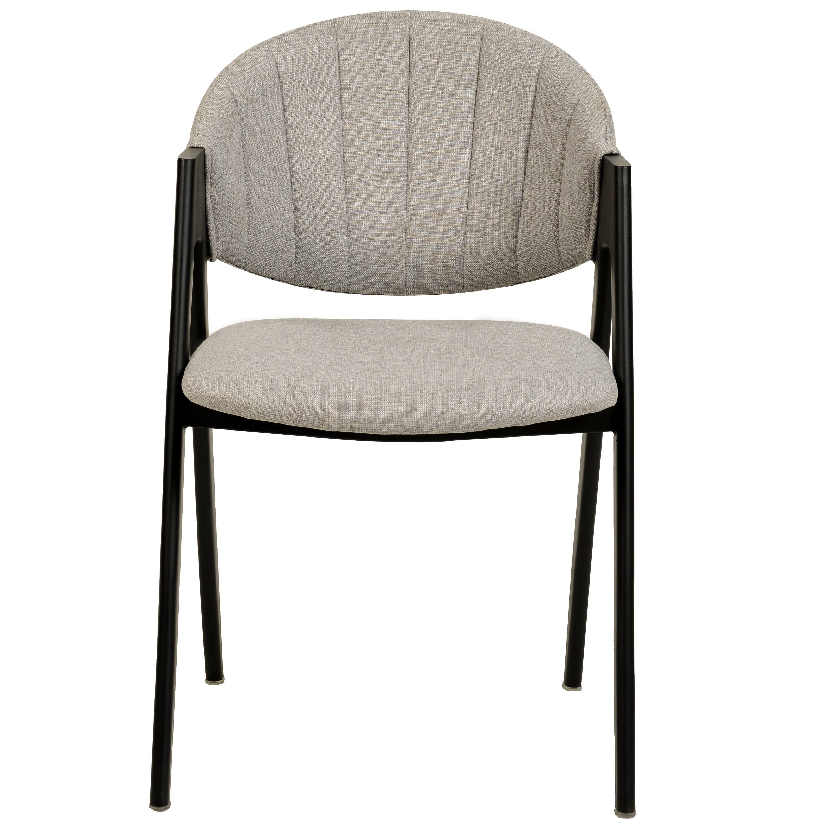 Alt View 4. LeisureMod - Savor Modern Dining Chair, Channel-Stitched PU Leather or Polyester Accent Side Chair with Iron Legs - Grey.
