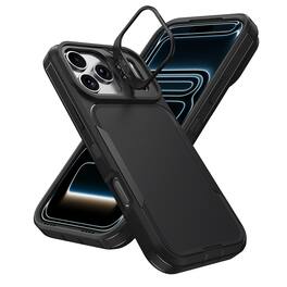 Dteck - Slim Phone Case for Apple iPhone 18 Pro Max with Camera Kickstand, Shockproof Rugged Protective Cover, Raised Edge Guard - Black