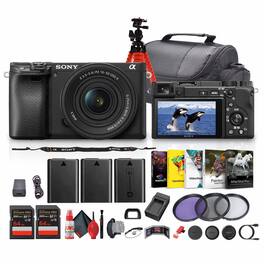 Sony - a6400 Mirrorless Camera with 16-50mm f/3.5-5.6 II Lens (Black) - Bundle