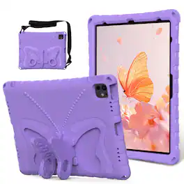 Dteck - Kids Case for Apple iPad Air (M4) 13" 2026 and 12.9-inch iPad Pro 2018/2020/2021/2022,Shockproof EVA Stand Cover+Strap - Lightpurple
