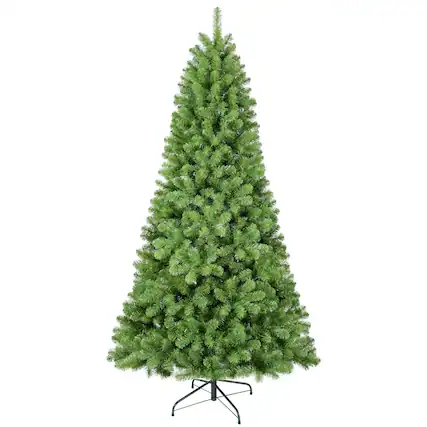 Front. Forest'nSky - 8 ft. Green Artificial PVC Christmas Tree with 1064 Tips and Memory Wire Hinged Branches - Green.