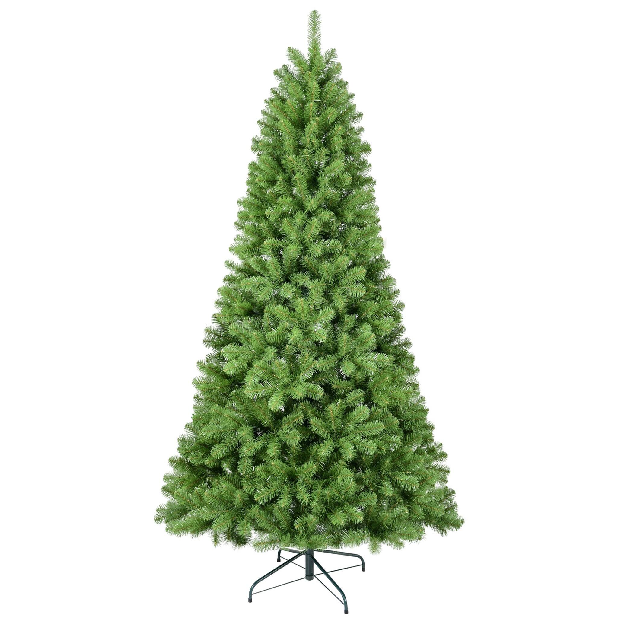 Front. Forest'nSky - 8 ft. Green Artificial PVC Christmas Tree with 1064 Tips and Memory Wire Hinged Branches - Green.