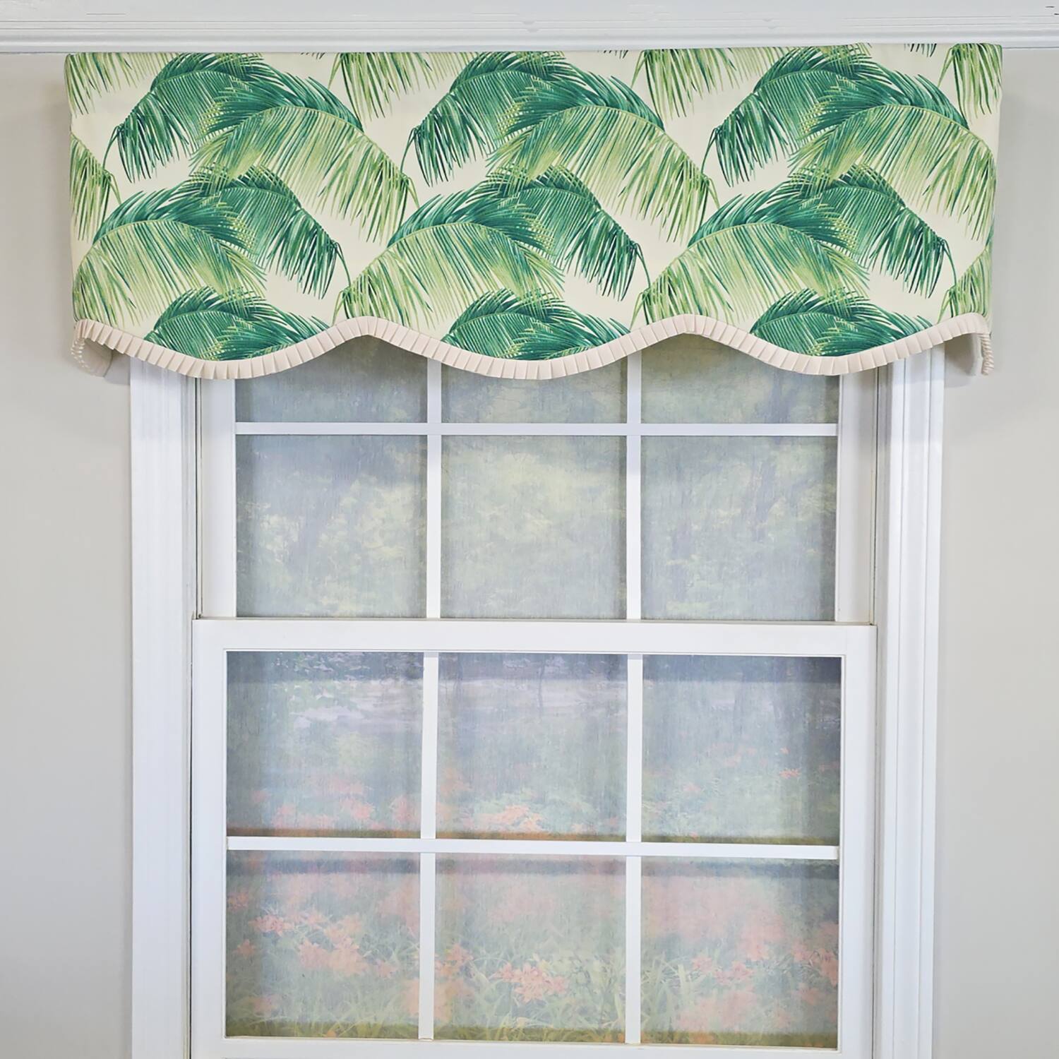 Angle. RLF Home - RLF Home 100% Cotton Tortola Provance  Fully lined Windows Rod Pocket Valance 50" x 15"  Green - Green.
