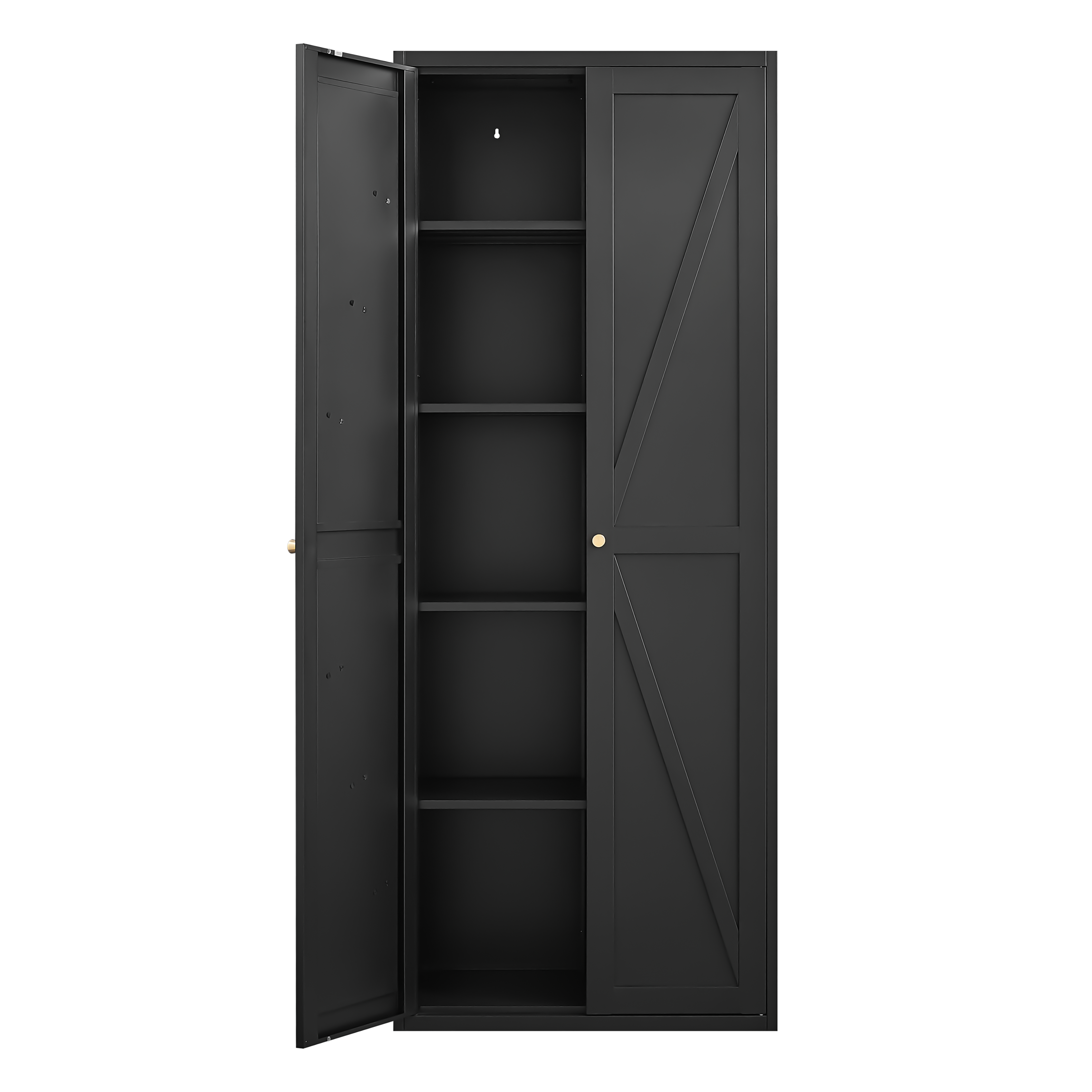 Alt View 2. GOODSILO - Adjustable Two-Door Tall Steel Storage Cabinet with Adjustable Shelves for Kitchen Pantry and Home Organization - Black.