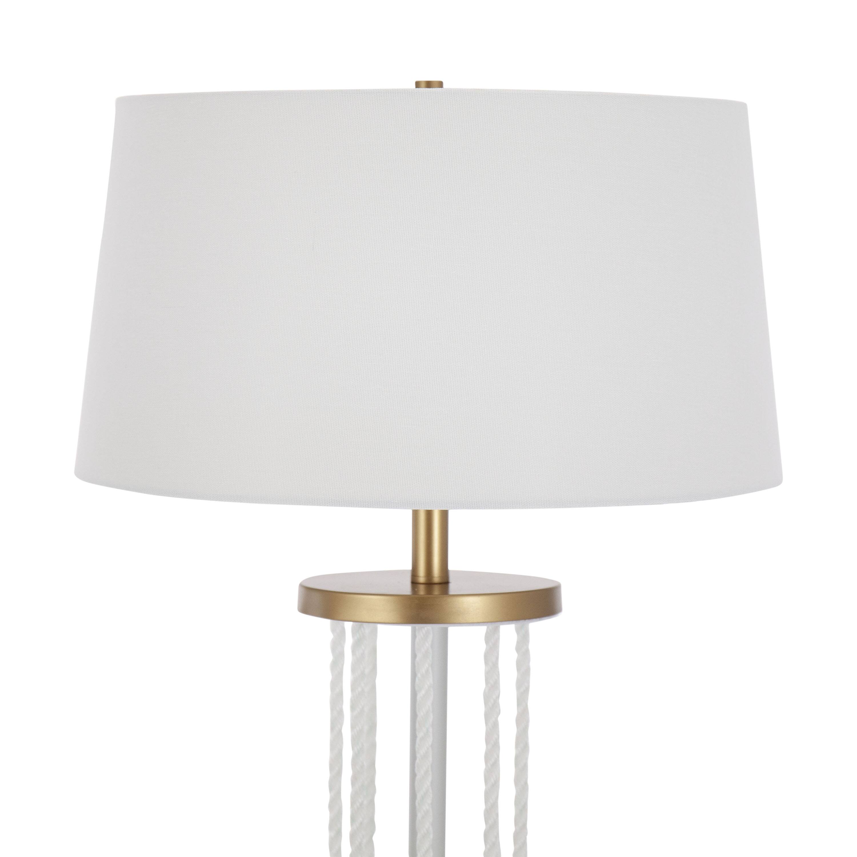 Left. Loheer - Loheer Rope Floor Lamp Natural Wood and White Metal Nautical Standing Light for Coastal Living Room Decor 62 Inch Tall - Natural.