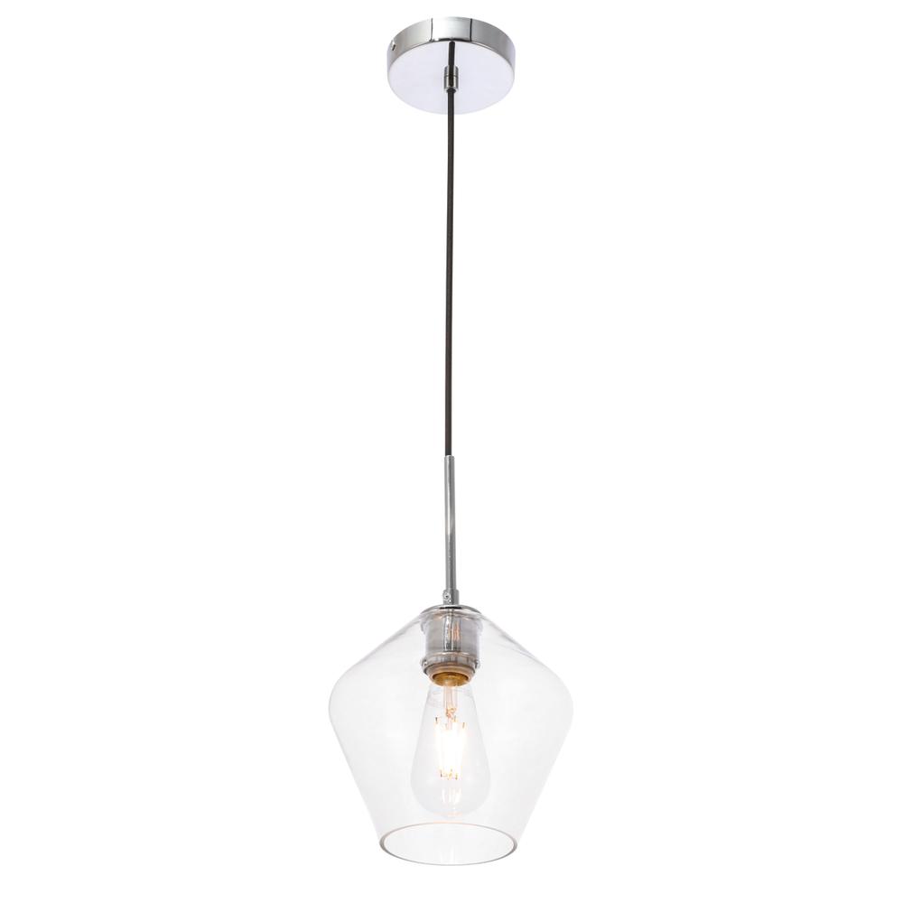 Back. Living District - Gene 1 light Chrome and Clear glass pendant - Chrome And Clear Glass.