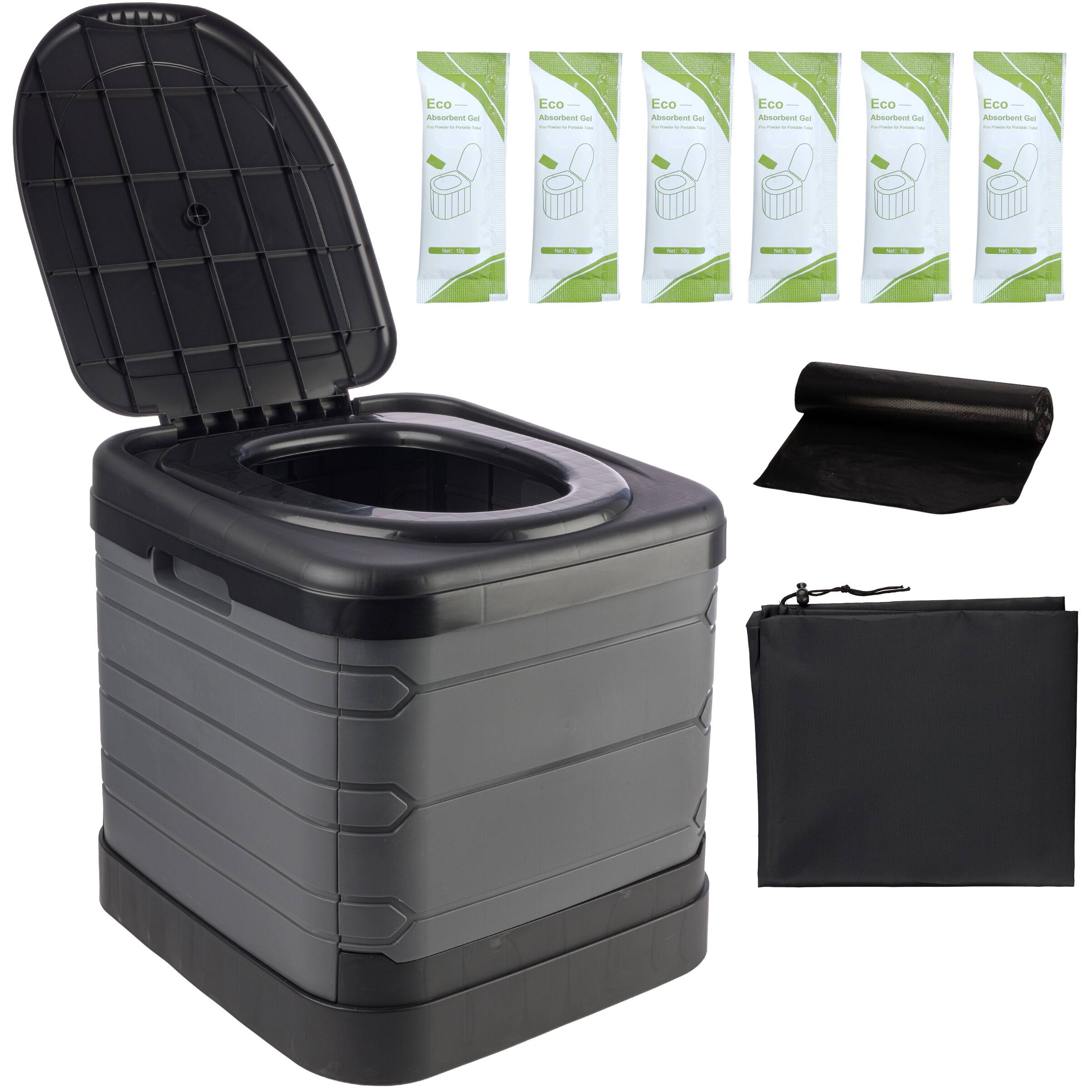 Wakeman Outdoors - Large Portable Toilet for Adults 400lb Capacity Portable Camping Toilet for Adults with Lid Folding Travel Potty for Car - Black