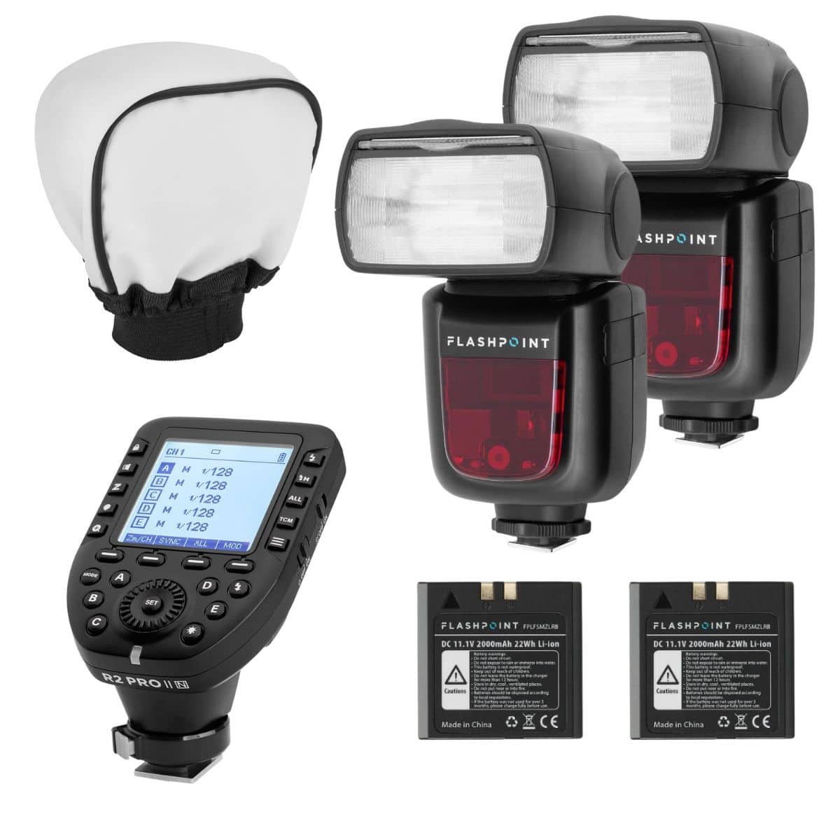Flashpoint - 2x Zoom Li-on R2 TTL On-Camera Flash Speedlight For Canon (V860II-S) + Glow Universal Bounce Diffuser +