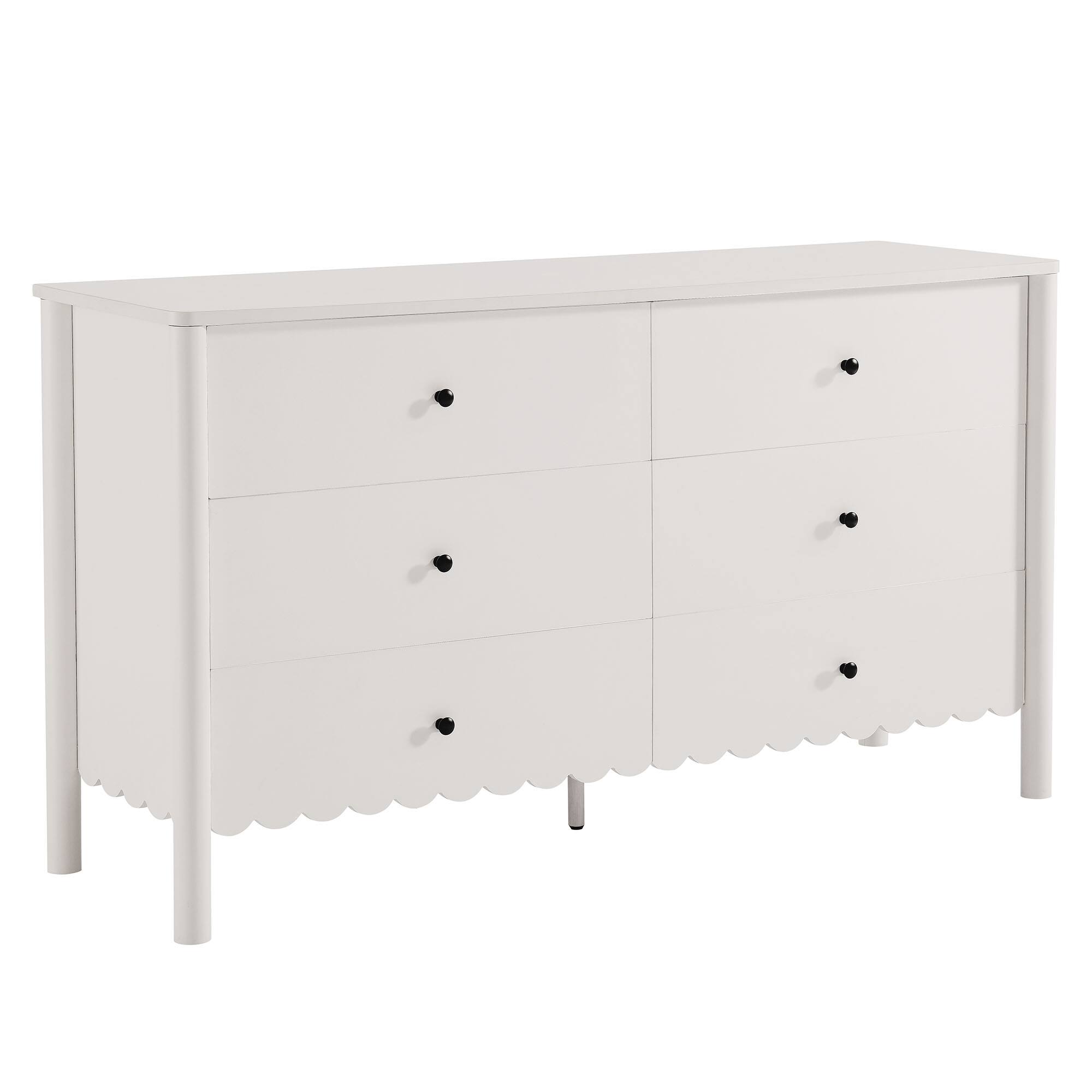 Angle. Modway - Emmeline Scalloped 6-Drawer Dresser by Modway - White.