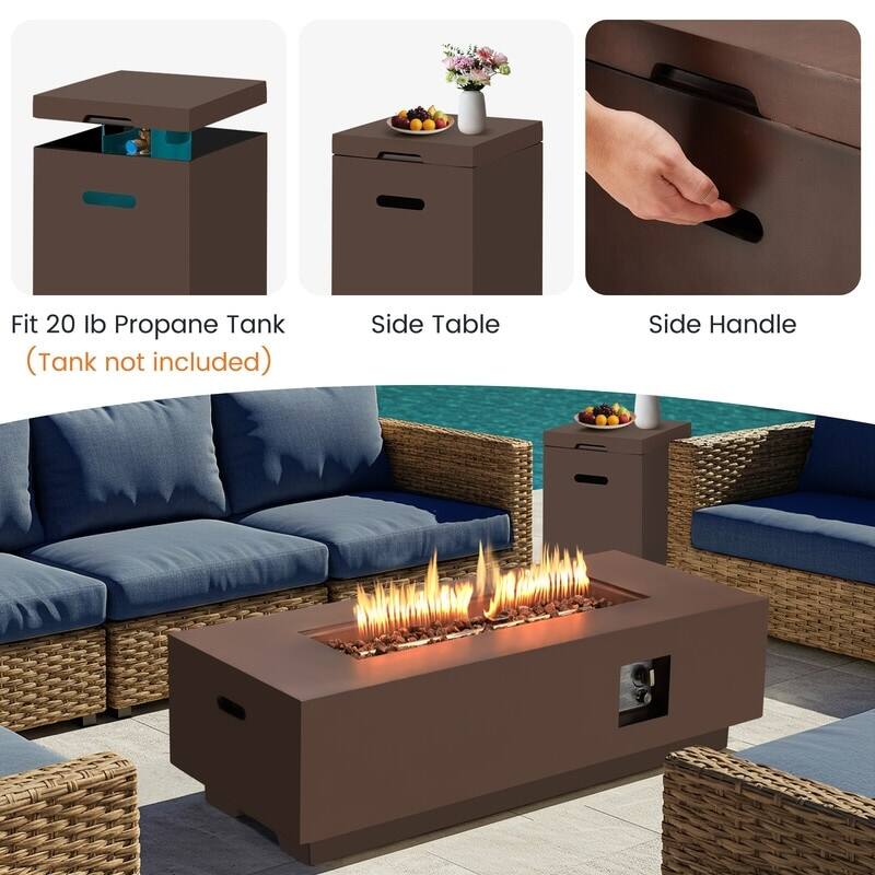Fit 20 lb Propane Tank (Tank not included)  
Side Table  
Side Handle