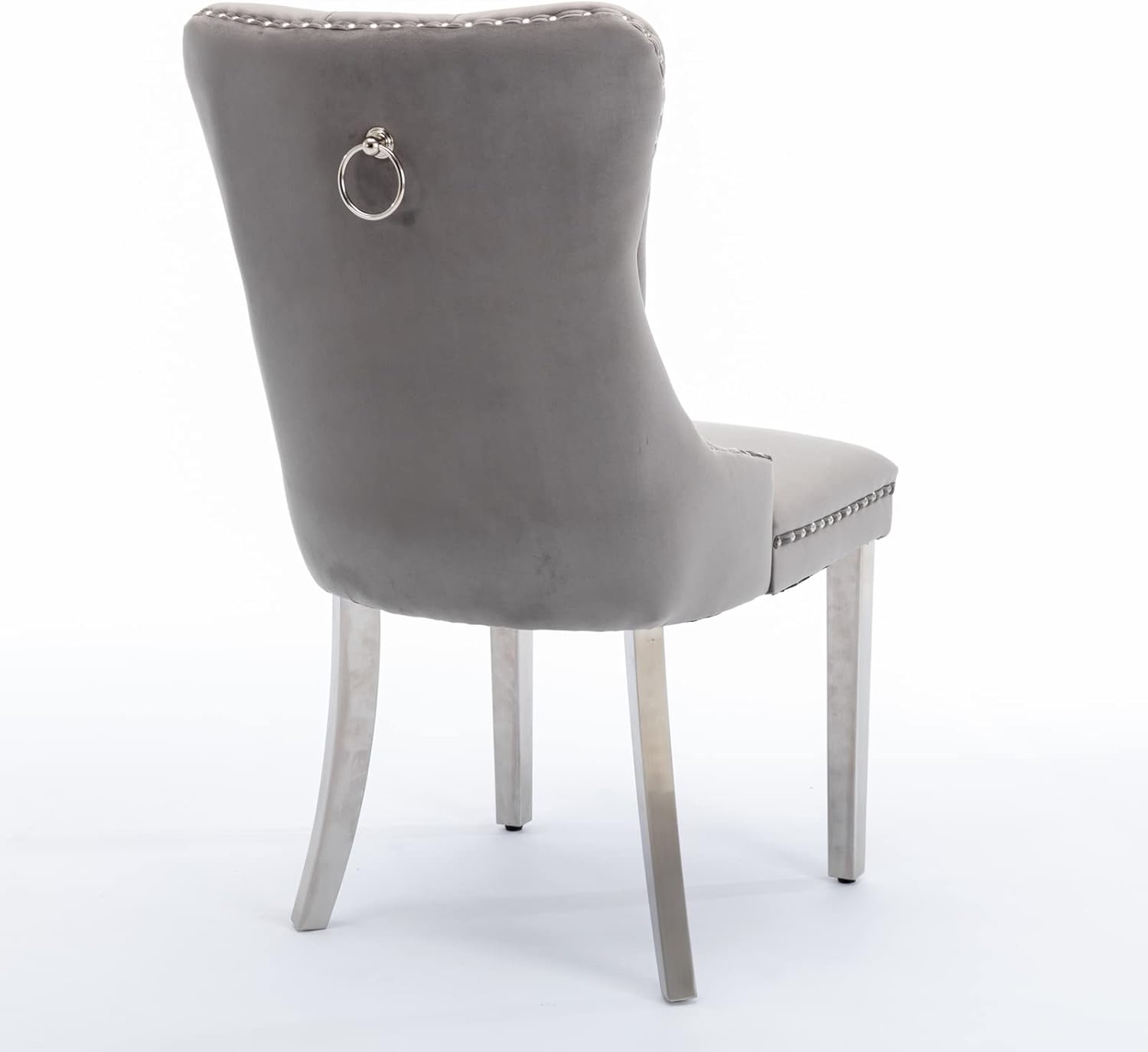 Alt View 5. Trinkets Crazed - Velvet Dining Chair Set of 2 Upholstered Tufted Dining Room Chair with Nailhead Trim - gray.