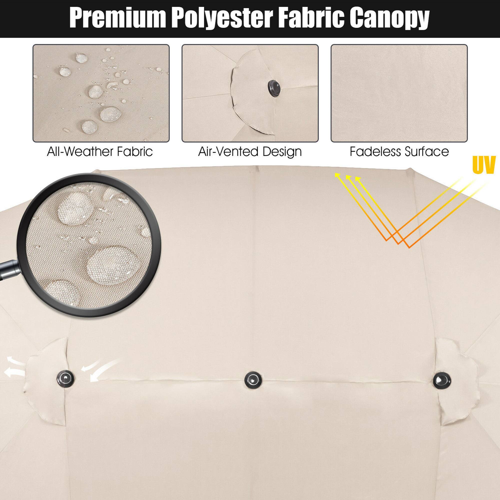 Premium Polyester Fabric Canopy, All-Weather Fabric, Air-Vented Design, Fadeless Surface, UV