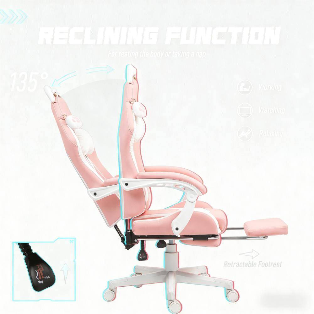 RECLINING FUNCTION  
For resting the body or taking a nap  

135°  

Working  
Watching  
Relaxing  

Retractable Footrest