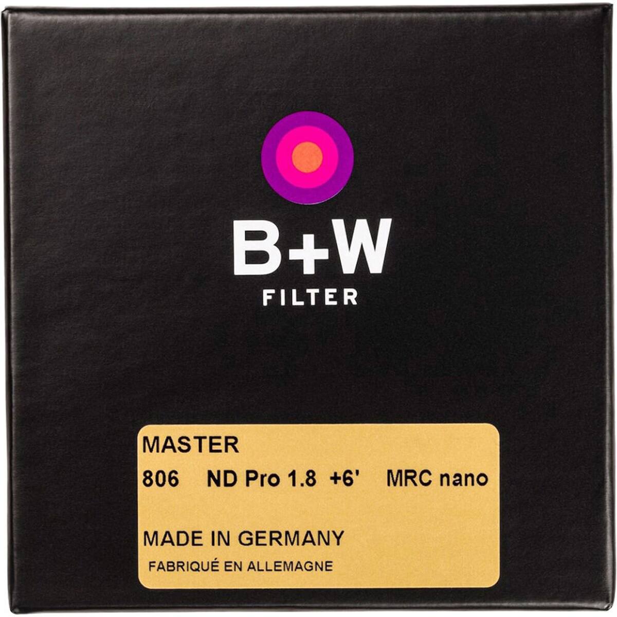B+W FILTER  
MASTER 806 ND Pro 1.8 +6' MRC nano  
MADE IN GERMANY  
FABRIQUÉ EN ALLEMAGNE
